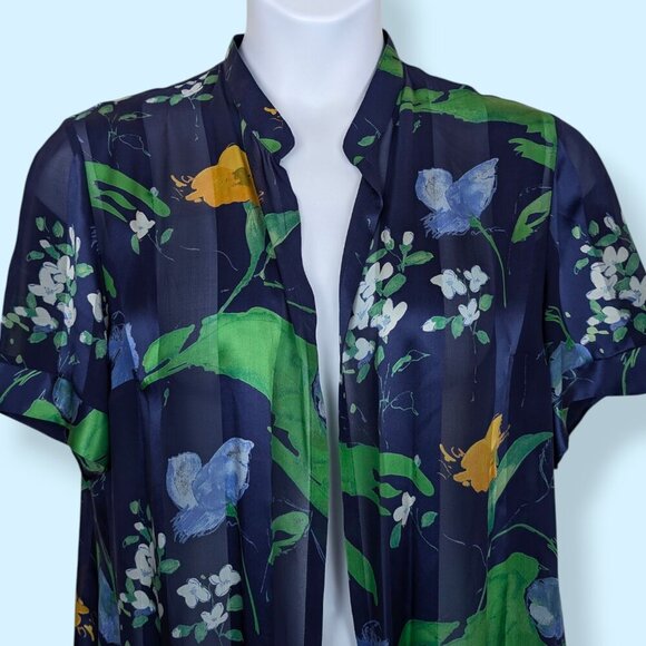 Mario Pucci Cecconi 100% Silk Floral Top - Picture 3 of 10
